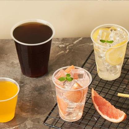 Jaluxing 500 Count 9 oz Crystal Clear Disposable Plastic Cups Bulk PP Cups for Parties, Water, Wine, Cold Drinking (Formerly FULING) - style: 9 OZ.