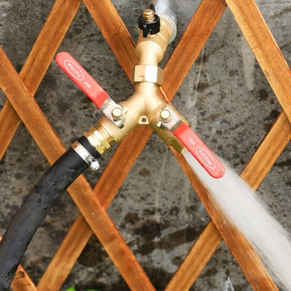 2 Way Hose Splitter Heavy Duty Brass Y Valve Garden Faucet 1 Pack | Full Flow High Pressure Diverter, 3/4 GHT Thread, Rust Resistant for Lawn Irrigation, Car Wash & Outdoor Garden Use - color: 2-Way Full Flow 1PCS