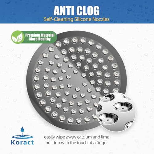 Shower Head High Pressure Rain Premium Luxury Design Anti-Clogging Silicone Nozzles Adjustable Replacement for Bathroom Shower Heads (Luxury Polished Chrome 6" Round) - color: Chrome