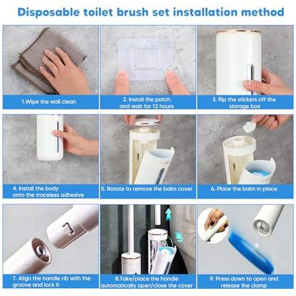 Disposable Toilet Brush, Toilet Bowl Cleaning System with Holder & 24 Count Wand Refill, No-Mess Clean Brush Starter Kit with 1 Toilet Wand, 1 Storage Caddy, 1 Fragrant Tablet (1 + 24)