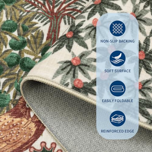 GarveeHome 2.5x8 Jungle Hallway Runner Rug, Soft Beige Animal Long Kitchen Runner Non Slip Entryway Rug Farmhouse Thin Laundry Mat Stain Resistant Carpet for Bathroom Beside - color: Beige, size: 2'6" x 8' (Rectangular)