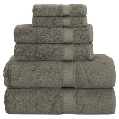 Supreme Terry 6-Piece Premium Towel Set, Soft & Plush 100% Turkish Cotton, Spa Quality, 2 Bath Towel 2 Hand Towels 2 Washcloths-Dark Grey - color: Dark Grey, size: 6 Pcs Set