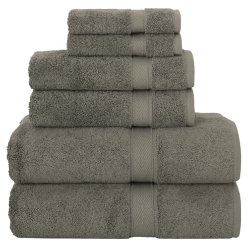 Supreme Terry 6-Piece Premium Towel Set, Soft & Plush 100% Turkish Cotton, Spa Quality, 2 Bath Towel 2 Hand Towels 2 Washcloths-Dark Grey - color: Dark Grey, size: 6 Pcs Set