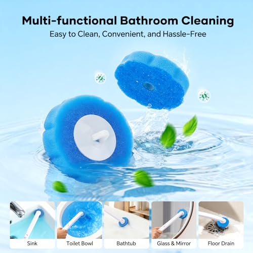 2 Pack Disposable Toilet Brush and Holder Set, Wall Mounted Toilte Wand Kit | Disposable Bowl Ceaner Wand and Caddy with 96 Refills for Closestool Cleaning