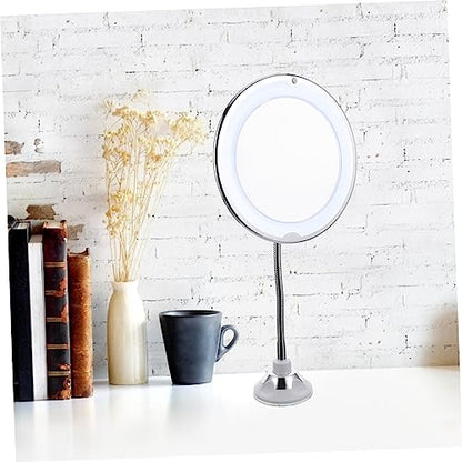 360degree Rotating Led Makeup Mirror with Magnification Cup Design for Bathroom Vanity for Eyeliner and Eyebrow Application Superior Clarity Without Distortion
