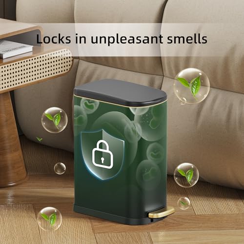 KSSKSS 2.6 Gallon/10L Slim Stainless Steel Bathroom Trash Can with Soft Close Lid, for Narrow Spaces,Bathroom, Bedroom (Black) - color: Black