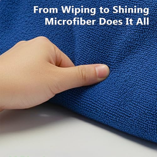 Microfiber Cleaning Towels, 24 Pack, Double Sided Ultra Soft Plush Washcloth, All Purpose Premium Microfiber Detailing Cleaning Cloths Shop Towels(16" x 16", Navy Blue) - color: Navy Blue