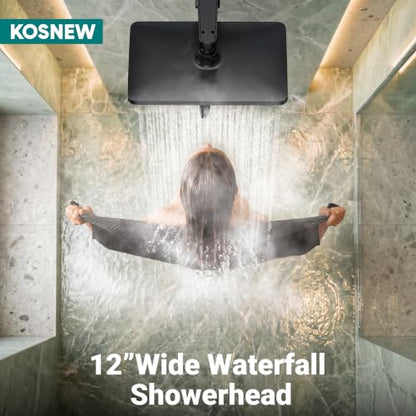 12" XXL Rainfall Shower Head with Handheld Combo Set, Matte Black | High Pressure, Magnetic Docking, Air-Infusion Tech, Anti-Leak One-Piece Design, Dual Square Showerhead - color: Matte Black