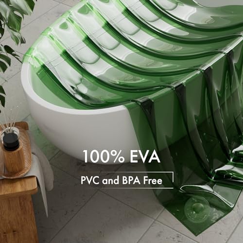 AmazerBath 100% EVA Shower Curtain Liner, 72 x 72 Inches Heavy Duty Shower Curtain and Liner 2-in-1 with 3 Clear Stones and 12 Brass Grommets, Color Block Soft Shower Liner - Mint Green & Pine Green - color: Rainbow Flip Forest