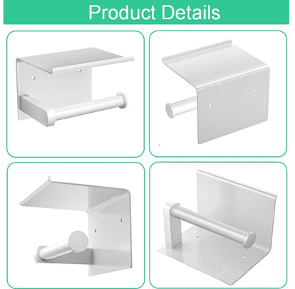 Premium Toilet Paper Holder with Phone Shelf, Wall Mounted, for Bathroom, Living Room, Restroom, RV, and so on, Stainless Steel-Rustproof,Tissue Roll Holder with Storage Shelf-White(YaoJooHome) - color: White