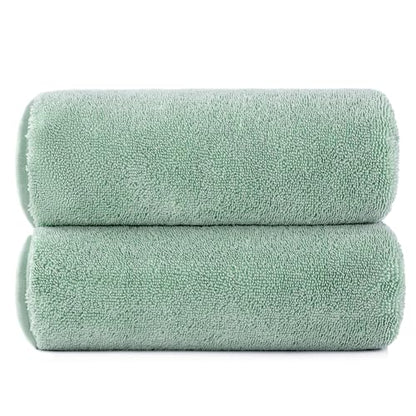 POLYTE Ring Spun Microfiber Oversize Quick Dry Lint Free Bath Towel, 60 x 30 in, Pack of 2 (Green)