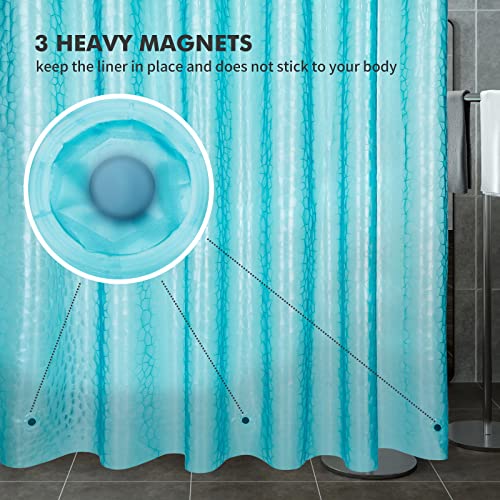 Bostofy Shower Curtain Liner,Waterproof Heavyweight 8g EVA Shower Liner with 3 Magnets and 12 Rustproof Metal Grommets, 72" W x 84" L - color: Blue Cube, size: 72"W x 84"L (Pack of 1)