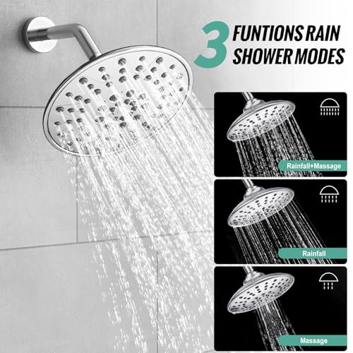 SR SUN RISE Shower Faucet - 8 Inch Multifunctional High Pressure Shower Head System with Handheld Shower Head Fixtures - Valve Included - Polished Chrome - color: Polished Chrome, size: 8 Inch