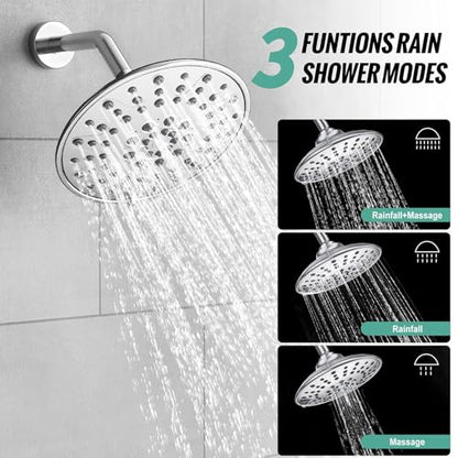 SR SUN RISE Shower Faucet - 8 Inch Multifunctional High Pressure Shower Head System with Handheld Shower Head Fixtures - Valve Included - Polished Chrome - color: Polished Chrome, size: 8 Inch