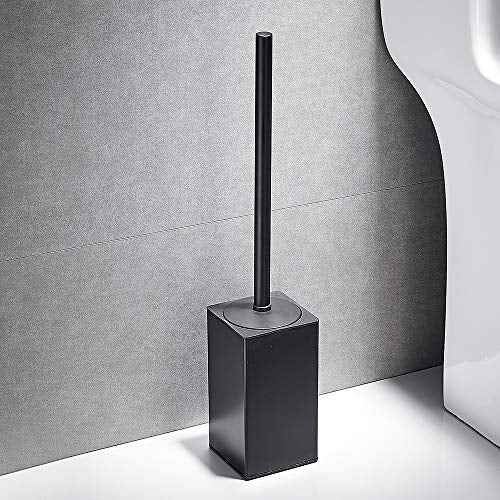 Freestanding Toilet Brush Holder for bathrooms 304 Stainless Steel Toilet Brush Stand Square Storage and Organization Rust Resistant 17-inch high Matte Black Finished - color: 17-inch High Square Matte Black
