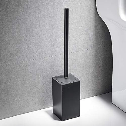 Freestanding Toilet Brush Holder for bathrooms 304 Stainless Steel Toilet Brush Stand Square Storage and Organization Rust Resistant 17-inch high Matte Black Finished - color: 17-inch High Square Matte Black