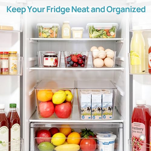 Vtopmart 8 Pack Clear Storage Bins with Lid Set for Pantry Organizer | 4 Large and 4 Small Plastic Pantry Storage Bins with Handle, Storage Containers for Pantry, Kitchen, Fridge, Cabinet - size: Set A