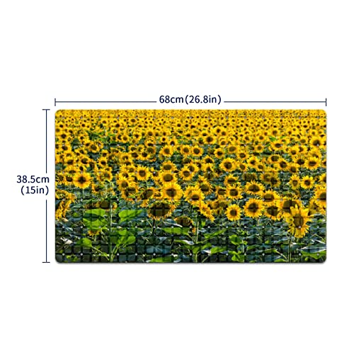 FCZ Bath Tub Mat Non Slip Shower Mat Sunflower Field 26.8x15 inches Rectangular PVC Mat with Suction Cups Drain Holes Machine Washable - color: Sunflower Field
