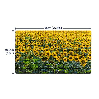 FCZ Bath Tub Mat Non Slip Shower Mat Sunflower Field 26.8x15 inches Rectangular PVC Mat with Suction Cups Drain Holes Machine Washable - color: Sunflower Field