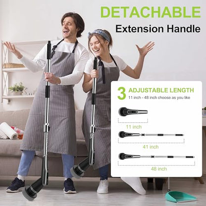 Dreazu Pro Electric Spin Scrubber, 10-in-1 Shower Scrubber & Retractable Long Handle, 44 lbs High-Torque & Variable Speed Shower Cleaning Brush for Bathroom,Toilet, Bathtub, Kitchen, Tile Floors, Car - color: Metalgray