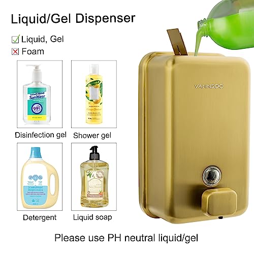 Wall Mounted Commercial Soap Dispenser Bathroom, Vertical Gold | 1200ml 40oz Stainless Steel Liquid Hand Sanitizer Dispenser - color: Vertical Gold