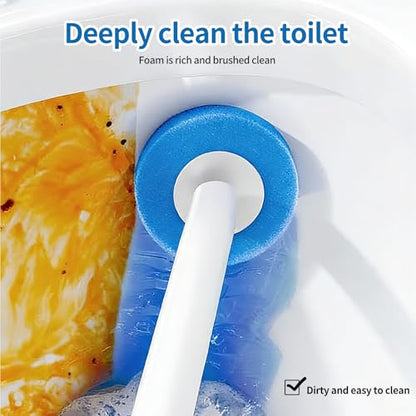 SOPAMI Disposable Toilet Brush and Holder Set with 16 Refills for Bathroom | Disposable Toilet Cleaning System,Toilet Wand Kit,Wall-Mounted or Floor-Standing Holder Toilet Cleaning Stick Touch Free