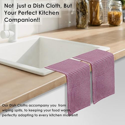 Dual Tone Waffle Weave Dish Cloth, 12 Pack, 100% Cotton, 12"x12", Super Absorbent, Fast Drying Reversible Dishcloth Set, Washcloth, Dish Rags, Soft for Cleaning, Durable, Burgundy - color: Burgundy Wine
