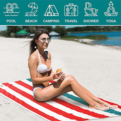 SUN CUBE Microfiber Beach Towel Quick Dry with Carry Bag, Red 78x35 Inch | Quick Dry and Free Microfiber Towel, Lightweight Packable Swim Towel for Beach, Pool, Camping, Cruise, Travel - color: Red, size: 78.00" x 35.00"