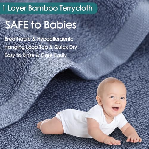 Baby Washcloths 12 Pack,Super Soft Face Towels,10''x10'',White+Slate Blue | 100% Viscose,Gently Wash Face and Body,Skin Friendly,Easy Rinsed,Hanging Loop,Quick Dry,Newborn Kid Toddler Bath Shower Gift - color: White & Slate Blue, size: 10x10 inch-12 Pack