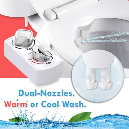 BUTT BUDDY Spa - Bidet Toilet Seat Attachment & Fresh Water Sprayer (Cool & Warm Temperature Control | Easy Setup, Universal Fit, Non-Electric | Dual-Nozzle Cleaning, Adjustable Pressure, Female Wash)