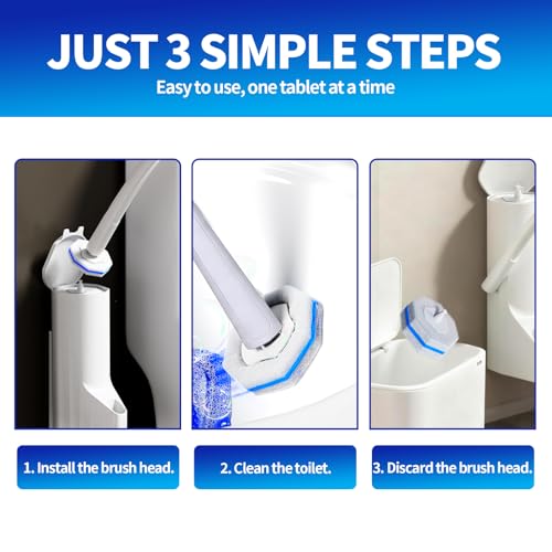 Disposable Toilet Brush,Toilet Bowl Cleaner,Wall Mounted Toilet Bowl Brush with 36 Refills for Deep Toilet Cleaning,Toilet Brush and Holder Set for Hygienic Bathroom Maintenance(White) - style: White-Toilet brush+36 refills