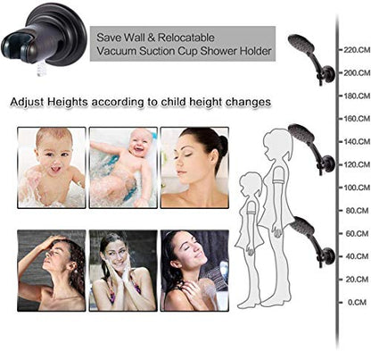 JiePai Suction Cup Shower Head Holder for Handheld Shower-Adjustable,Chrome | 20° adjustable angle,Removable,No-drill wall mount,fits 3/4 handheld,Works on tile glass metal,For bathroom/RV - color: Adjustable Holder-Chrome