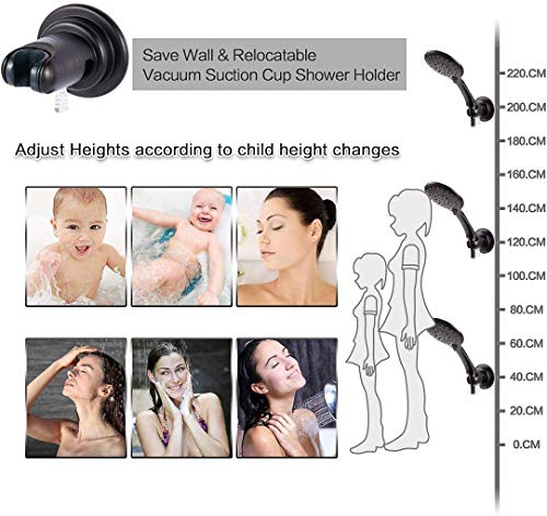 JiePai Suction Cup Shower Head Holder for Handheld Shower,Oil Rubbed Bronze | Suction cup holder,No-drill wall mount,fits 3/4 handheld,Works on tile glass metal,Removable,For bathroom/RV - color: Holder-Oil Rubbed Bronze