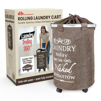 Laundry Trolley 360 - color: Brown, size: Swivel Wheels