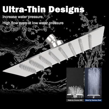 NearMoon Rain Shower Head, High Flow Stainless Steel Square Rainfall Shower, High Pressure Design, Awesome Shower Experience Even At Low Water Flow (6 Inch, Brushed Nickel) - color: Brushed Nickel, size: 6 Inch Square
