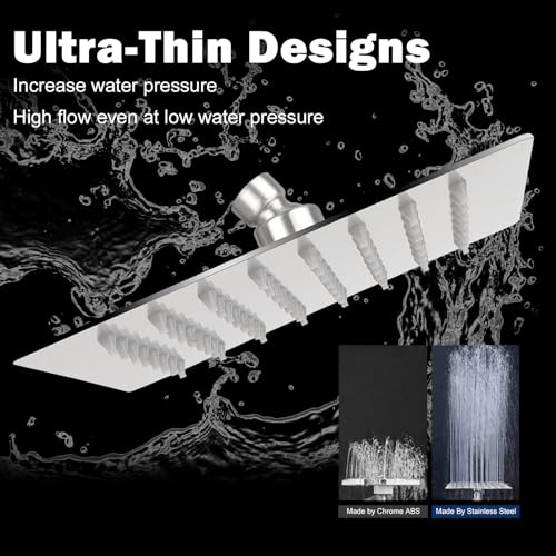 NearMoon Rain Shower Head, High Flow Stainless Steel Square Rainfall Shower, High Pressure Design, Awesome Shower Experience Even At Low Water Flow (6 Inch, Brushed Nickel) - color: Brushed Nickel, size: 6 Inch Square