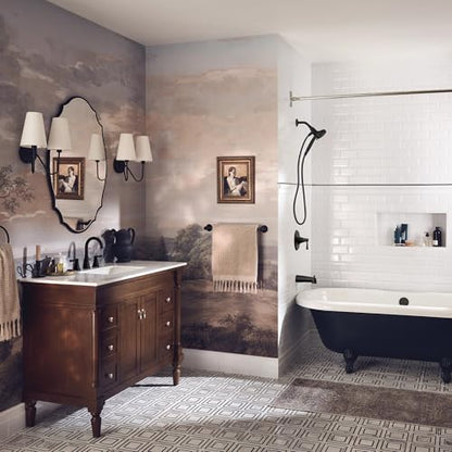 Moen Ronan Matte Black Single-Handle Modern Tub and Shower Faucet with Round Handheld Rainshower Spray Head Featuring Magnetix, Valve Included, 82021BL - color: Matte Black, style: Round Showerhead