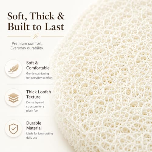HUJI Loofah Shower Mat Non-Slip Bath Mat for Tiled Bathroom - Great for The Elderly and Children (No Suction Cups, 1)
