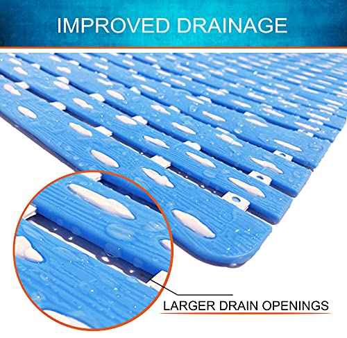 Bathtub Mat Non Slip | Double-Layered Shower Mats with Suction Cups | Improved Drainage, EZ-Dry, Premium Grip Tub Mat | Extended 16x31in. | Non-Toxic, BPA, Latex, Phthalate Free (Waterfall) - color: Waterfall