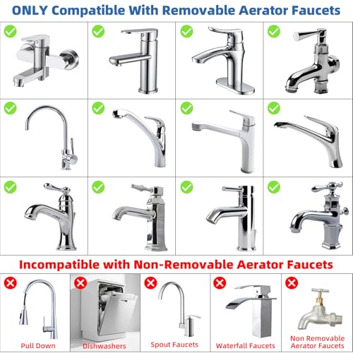 Hibbent 11 Pieces Faucet Adapter Kit, Kitchen Sink Brass Aerator Adapter Set, Male Female Sink Faucet Adapter Connecting Style Faucets, Standard Hose, Chrome Finished - style: Faucet Adapter