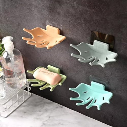Creative Soap Holder for Shower - Wall Mounted Bathroom Soap Dish Organizer with Strong Adhesive Soap Tray for Kitchen Sink, Dish Soap Dispenser Holder,Green - color: A-green