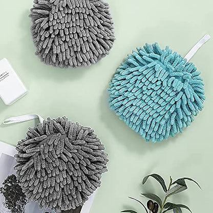 Emivery 4 Pcs Microfiber Hand Drying Towels, Absorbent Chenille Hand Towel with Hanging Loop, Quick Dry Hand Plush Absorbent Towels for Kitchen Bathroom - color: Gray,blue