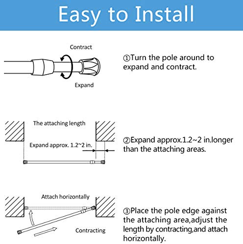 Spring Tension Curtain Rods Short Tension Rod (Wood, 16" to 28"-2Pcs, Optimum Scope of Application 16 to 24 inch, Can't Hang Heavy Curtains) - color: Wood, size: 16" to 28"-2Pcs