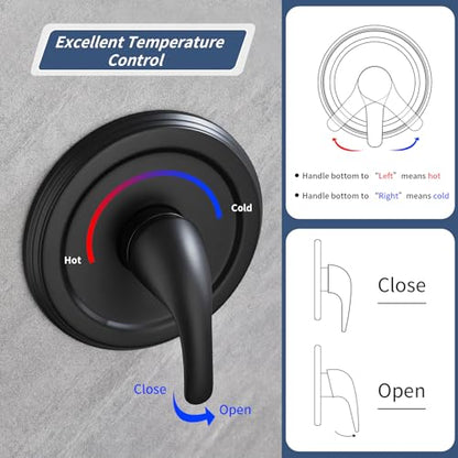Taplong Dual Shower Head Combo with Valve 7 Mode Handheld Matte Black | Enjoy 7-Setting Rain Showerhead and 7-Setting Hand Held Shower Separately or Together,2 in 1 Showerhead Shower System