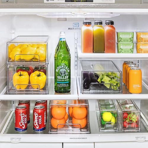 Sorbus Plastic Storage Bins Stackable Clear Pantry Organizer Box Bin for Organizing Kitchen Fridge, Food, Snack Pantry, Fruit, Vegetables, Bathroom, Wide & Narrow Deep (4 Pack) - size: 4 Pack