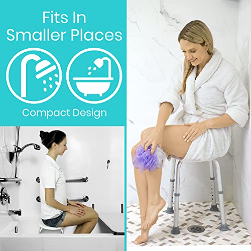 Vive Shower Stool for Inside Bath - Small, Adjustable, Plastic, Round, Non-Slip - Bathtub Seat Chair for Bathroom Safety - Waterproof Medical Universal Tub Bench for Elderly, Senior, Women, Adults | Non-Slip - Bathtub Seat Chair for Bathroom Safety - Wate