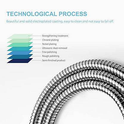 OFFO Shower Hose, Kink Free Stainless Steel Shower Hose Attachment Electroplating Handheld Shower Head Hose Flex Hoses Extension with Brass Insert & Nut for Pet Bathing Cleaning 60 in, Chrome - color: Chrome, size: 60 in