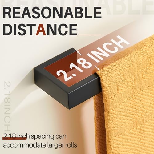 KOKOSIRI Hand Towel Bar Matte Black Bathroom Towel Holder Wall Mounted Kitchen Towels Shelf Bath Accessories Stainless Steel, B3009BK - color: Matte Black