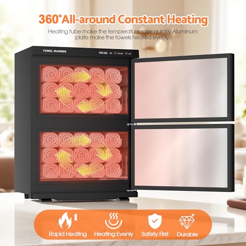 Double Hot Towel Warmer for SPA Professional Towel Heater Machine for Bathroom Salon Barber Estheticians 32L,Black