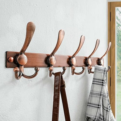 Coat Rack Wall Mount, Heavy Duty 12-Gauge Base vs Flimsy 1mm, Double-Thick Solid Anti-Snap Hooks, 16” Stud-Mount,Stainless Steel Hanger for Clothes Hat Entryway Closet, Antique Copper,Pack of 2 - color: Antique Copper, size: L=17" (2pcs)